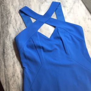 Vince Camuto Blue Bodycon Cross-Strap Dress